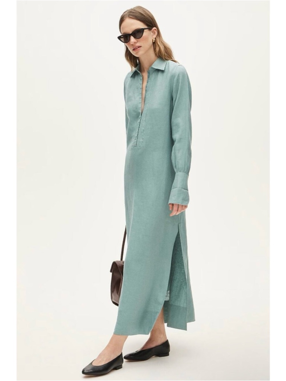 NWT J. Crew Tunic Dress Linen Smoky Seaglass Green